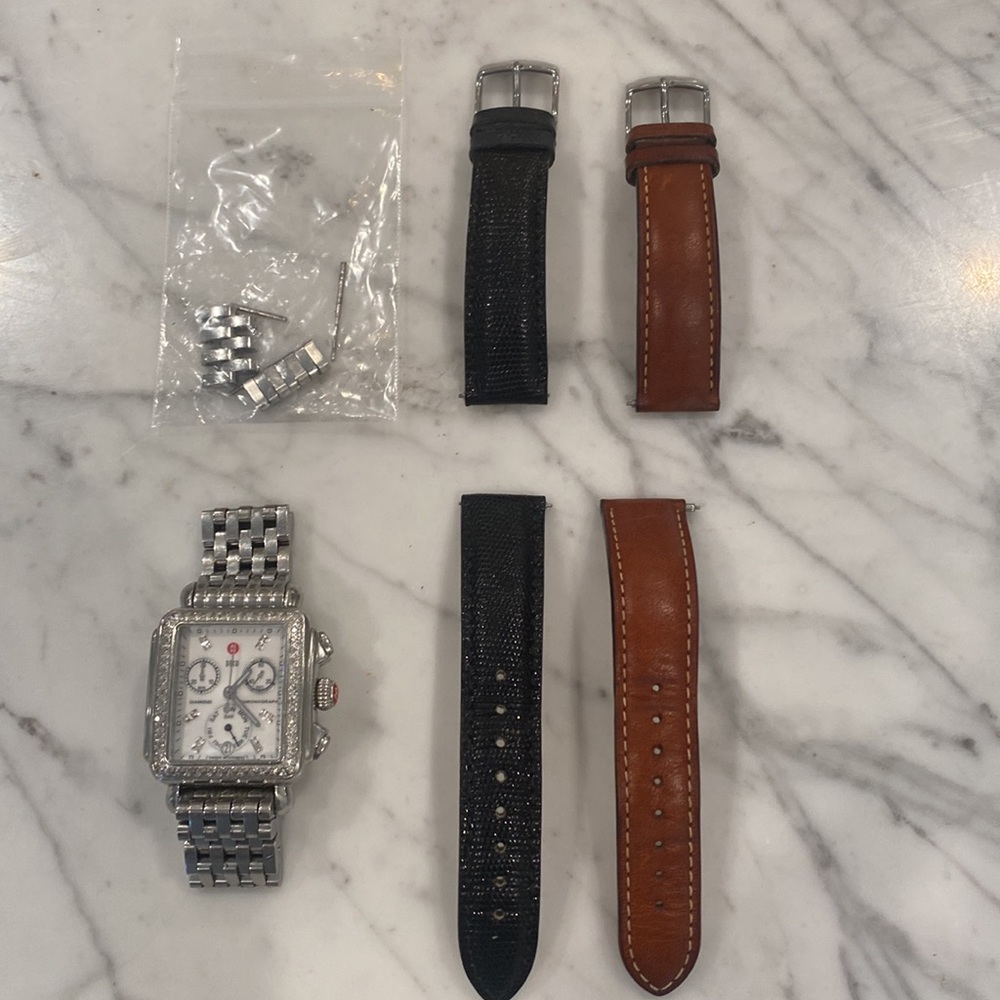 Michele Deco Stainless Diamond Watch